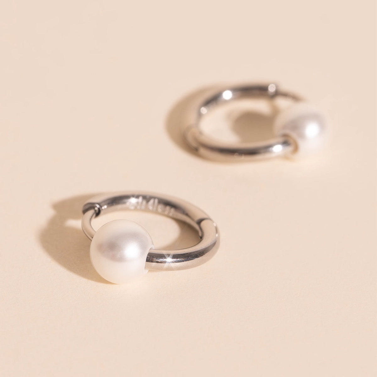 Pearl Huggie Hoop Earrings