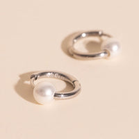 Pearl Huggie Hoop Earrings