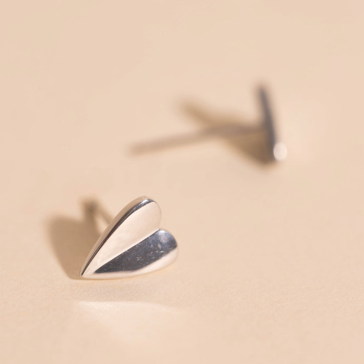 Folded Heart Stud Earrings