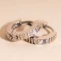 Crystal Textured Tiny Huggie Hoop Earrings 8