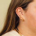 Gemstone Chunky Huggie Hoop Earrings 2