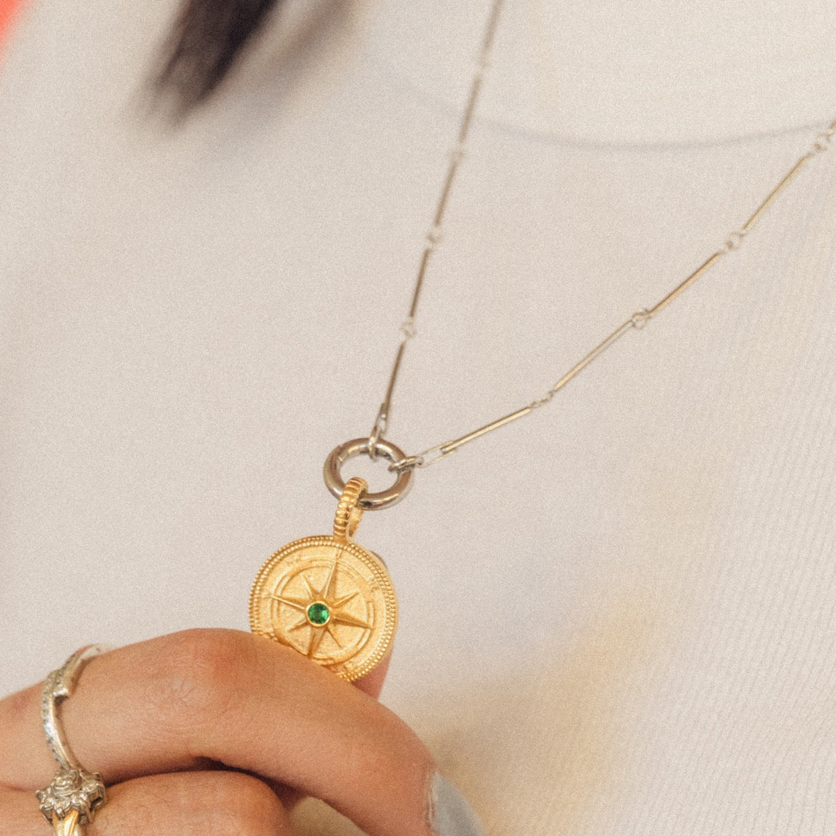 Crystal Compass Necklace Charm