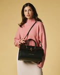 Oriana (black) - Italian calf leather women's handbag (with shoulder strap) 8