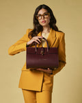 Oriana (eggplant) - Italian calf leather women's handbag (with shoulder strap) 7