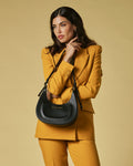 Ornella (black) - Italian calf leather women's crossbody bag (with shoulder strap) 8