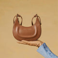 Ornella (cognac) - Italian calf leather women's crossbody bag (with shoulder strap) 6