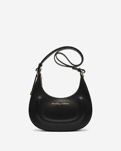 Ornella (black) - Italian calf leather women's crossbody bag (with shoulder strap), by Leather Gloves Online