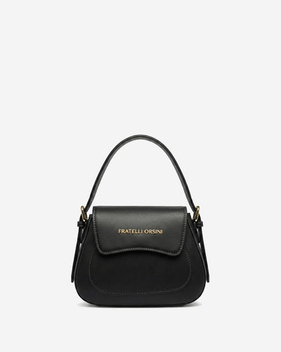 Ottavia (black) - Italian calf leather women's crossbody bag (with shoulder strap), by Leather Gloves Online