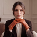 P2666 (orange) – Women’s unlined Italian lambskin leather dress gloves 3