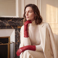 P2666 (red) - Women’s unlined Italian lambskin leather dress gloves 5