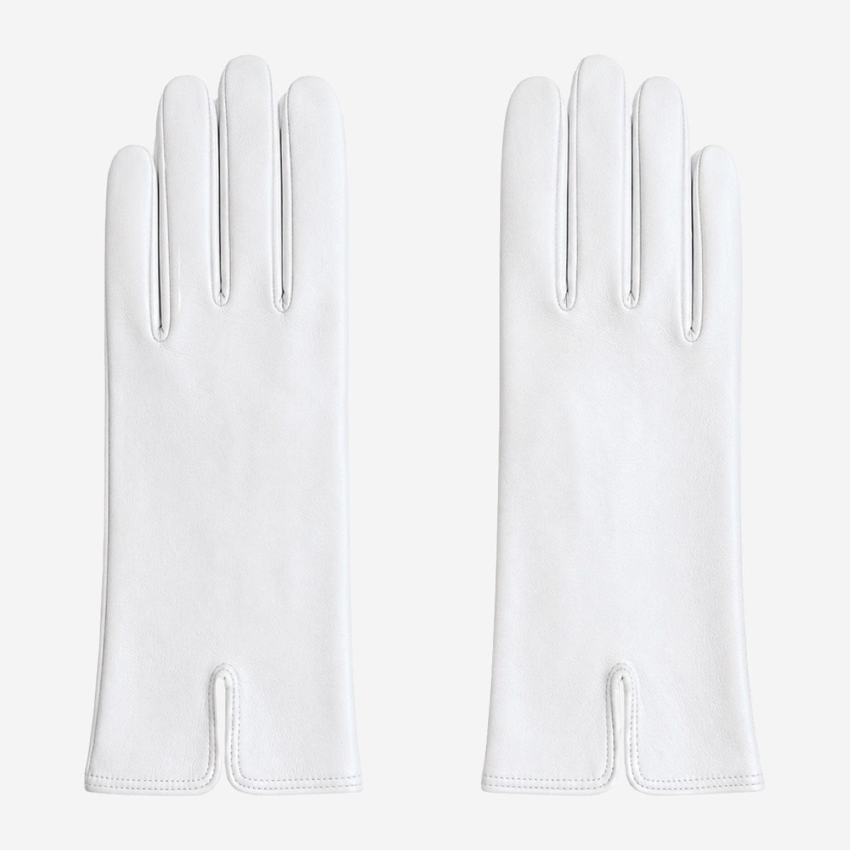 PZ01P (white) - Unlined embroidered Italian lambskin leather gloves