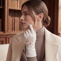 PZ01P (white) - Unlined embroidered Italian lambskin leather gloves 4