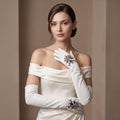 PZ01W14G (white) - Unlined Italian lambskin 16-button opera gloves with embroidery 4