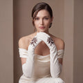 PZ01W14G (white) - Unlined Italian lambskin 16-button opera gloves with embroidery 3