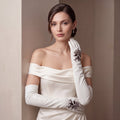 PZ01W14G (white) - Unlined Italian lambskin 16-button opera gloves with embroidery 5