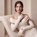PZ01W14W (white) - Unlined Italian lambskin 16-button opera gloves with embroidery 4