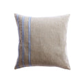 Pale Blue Striped Raw Linen Pillow 1
