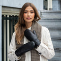 Paris (black) – Sheepskin leather mittens with lambswool lining and touchscreen feature 2