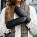 Paris (black) – Sheepskin leather mittens with lambswool lining and touchscreen feature 3