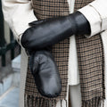 Paris (black) – Sheepskin leather mittens with lambswool lining and touchscreen feature 8