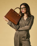 Patrizia (brown) - Italian calf leather womens handbag (with shoulder strap) 3