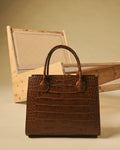 Patrizia (brown) - Italian calf leather womens handbag (with shoulder strap) 8