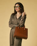 Patrizia (brown) - Italian calf leather womens handbag (with shoulder strap) 7