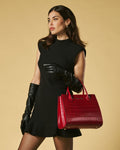 Patrizia (red) - Italian calf leather womens handbag (with shoulder strap) 1
