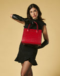 Patrizia (red) - Italian calf leather womens handbag (with shoulder strap) 8