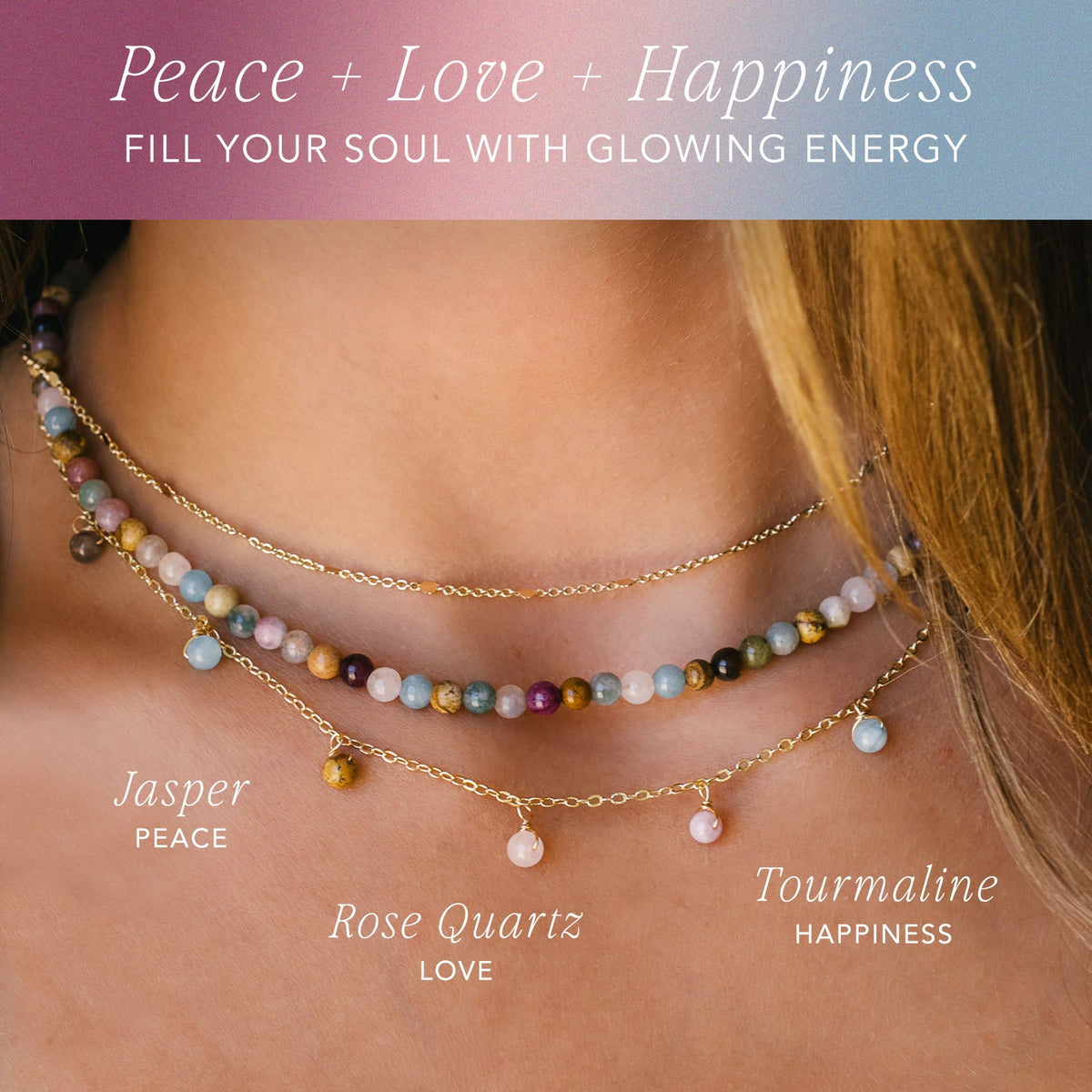 Peace + Happiness 4mm Healing Necklace