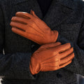 Antonio (brown) – Luxurious Italian peccary leather gloves with cashmere lining 9