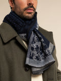 Federico (grey/blue) - Warm and soft Italian scarf from wool blend 8
