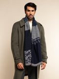 Federico (grey/blue) - Warm and soft Italian scarf from wool blend 9
