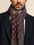 Bruno (grey/red) - Warm and soft Italian scarf from wool blend 10
