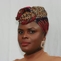 Kente African Head Wraps (Brown & Red) 2