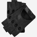 Rossana (black) - Italian fingerless lambskin leather driving gloves 2
