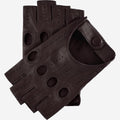 Rossana (dark brown) - Italian fingerless lambskin leather driving gloves 1