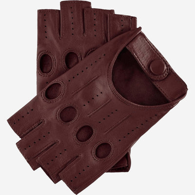 Rossana (cordovan) - Italian fingerless lambskin leather driving gloves, by Leather Gloves Online