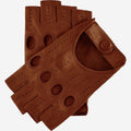 Rossana (cognac) - Italian fingerless lambskin leather driving gloves 1