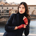 Rossana (red) - Italian fingerless lambskin leather driving gloves 1