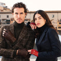 Rossana (red) - Italian fingerless lambskin leather driving gloves 9