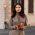 Rossana (cognac) - Italian fingerless lambskin leather driving gloves 2