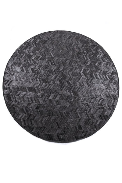 Round Herringbone – Large Designer Cowhide Rug, by Homelosophy
