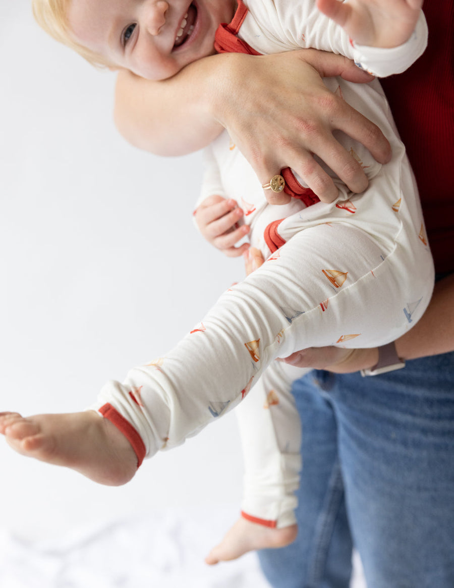 Sailboat Bamboo Convertible Footed Onesie