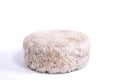Sand Curly Goatskin Round Ottoman 1