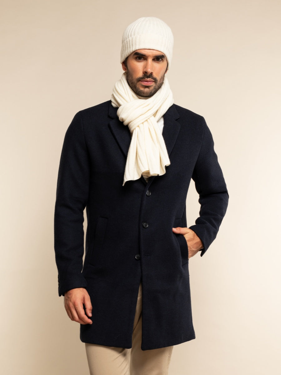 Napoli (cream) - Italian 100% cashmere ribbed scarf (unisex)