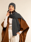 Napoli (dark grey) - Italian 100% cashmere ribbed scarf (unisex) 10