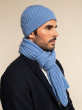 Napoli (light blue) - Italian 100% cashmere ribbed scarf (unisex) 9