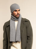 Napoli (light grey) - Italian 100% cashmere ribbed scarf (unisex) 10