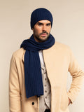 Napoli (navy blue) - Italian 100% cashmere ribbed scarf (unisex) 8